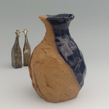 Load image into Gallery viewer, Faceted vase with cobalt blue