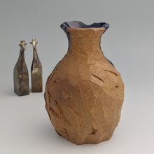 Load image into Gallery viewer, Faceted vase with cobalt blue