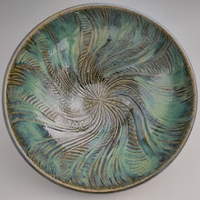 Load image into Gallery viewer, Decorative green bowl with spiral sun