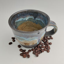 Load image into Gallery viewer, Black mug with blue drips