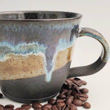 Load image into Gallery viewer, Black mug with blue drips