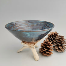 Load image into Gallery viewer, Blue bowl, carved circles