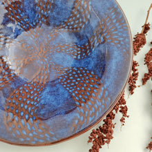 Load image into Gallery viewer, Electric blue bowl, red clay