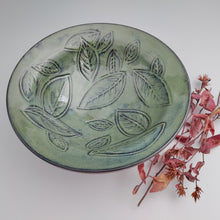 Load image into Gallery viewer, Leafy green bowl, red clay