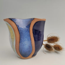 Load image into Gallery viewer, Altered vase -cool color blocks