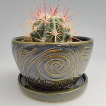 Load image into Gallery viewer, Planter -green w/ blue sheen