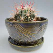 Load image into Gallery viewer, Planter -green w/ blue sheen