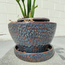Load image into Gallery viewer, Groovy planter w/ cool glaze