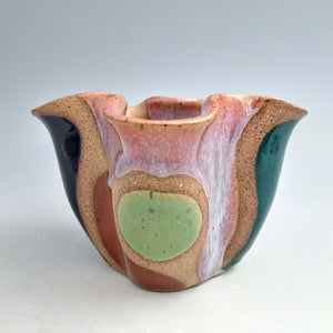 Small wavy vessel with color blocks