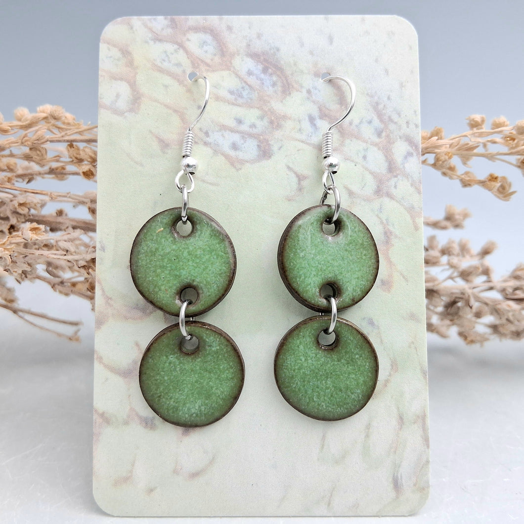 Double circle earrings- bright green