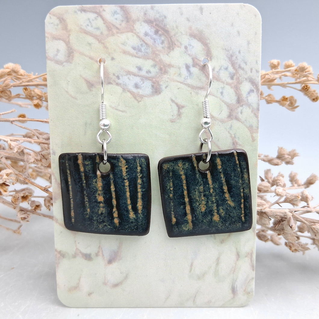 Wonky earrings- navy & tan