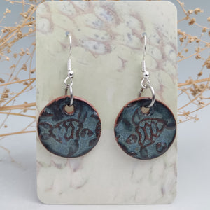 Blue turtle earrings