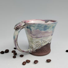 Load image into Gallery viewer, Little Carved Mug- creamy blues &amp; purples
