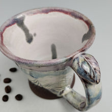 Load image into Gallery viewer, Little Carved Mug- creamy blues &amp; purples
