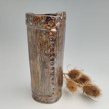 Load image into Gallery viewer, Amber &amp; metallic vase
