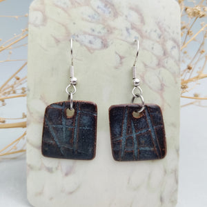 Squarish earrings -navy