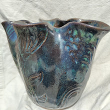 Load image into Gallery viewer, Midnight green wavy vase
