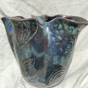 Midnight green wavy vase