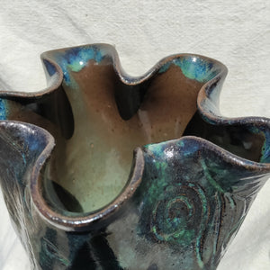 Midnight green wavy vase