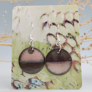 Half & half earrings- soft pink & dark green