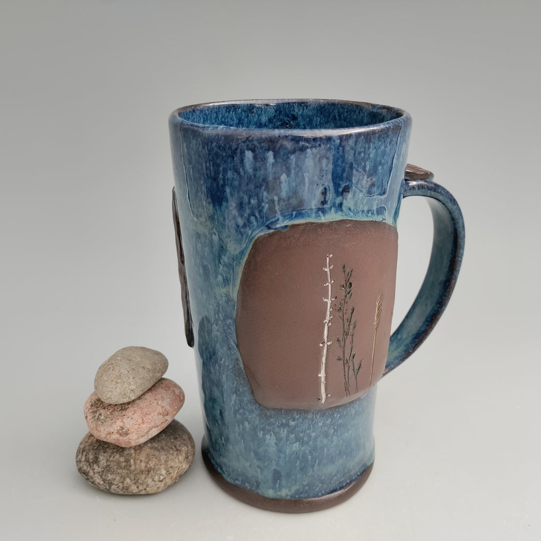 BIG blue botanical mug