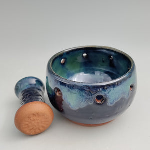 Herb stripper & pestle -dark blue & teal (small)