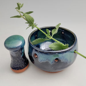 Herb stripper & pestle -dark blue & teal (small)