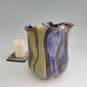 Altered vase with color blocks