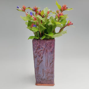 Square violet vase