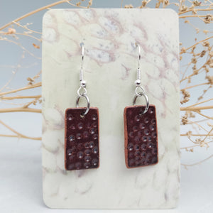 Rectangle earrings, darkest red