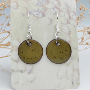 Circle earrings, olive green