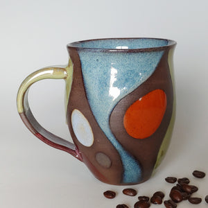 Mug -color blocks on dark clay