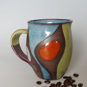 Mug -color blocks on dark clay