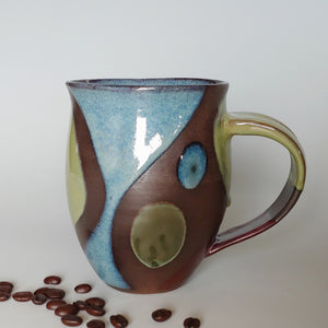 Mug -color blocks on dark clay