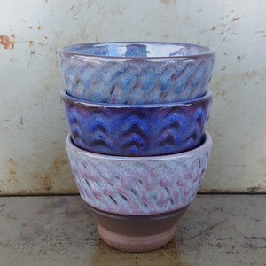 Trio of purple/blue cups