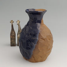 Load image into Gallery viewer, Faceted vase with cobalt blue
