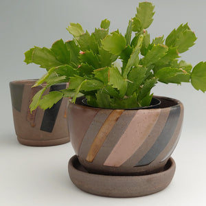 Planter -geometric color stripes