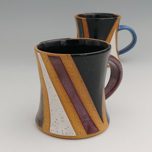 Multicolor zebra mug -purple handle