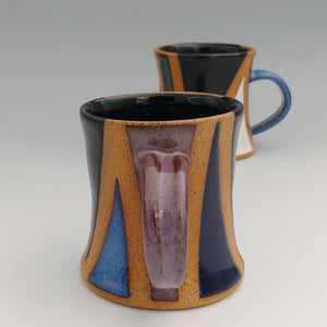 Multicolor zebra mug -purple handle