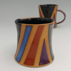 Multicolor zebra mug -bright blue handle