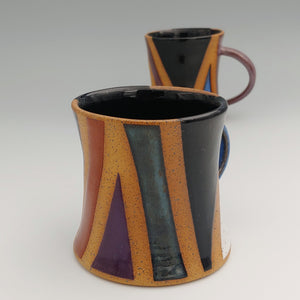 Multicolor zebra mug -bright blue handle