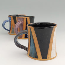 Load image into Gallery viewer, Multicolor zebra mug -slate blue handle
