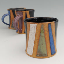 Load image into Gallery viewer, Multicolor zebra mug -slate blue handle
