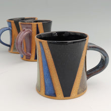 Load image into Gallery viewer, Multicolor zebra mug -slate blue handle
