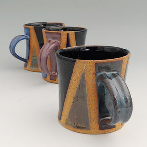 Multicolor zebra mug -slate blue handle