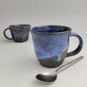 Blue mug, black clay