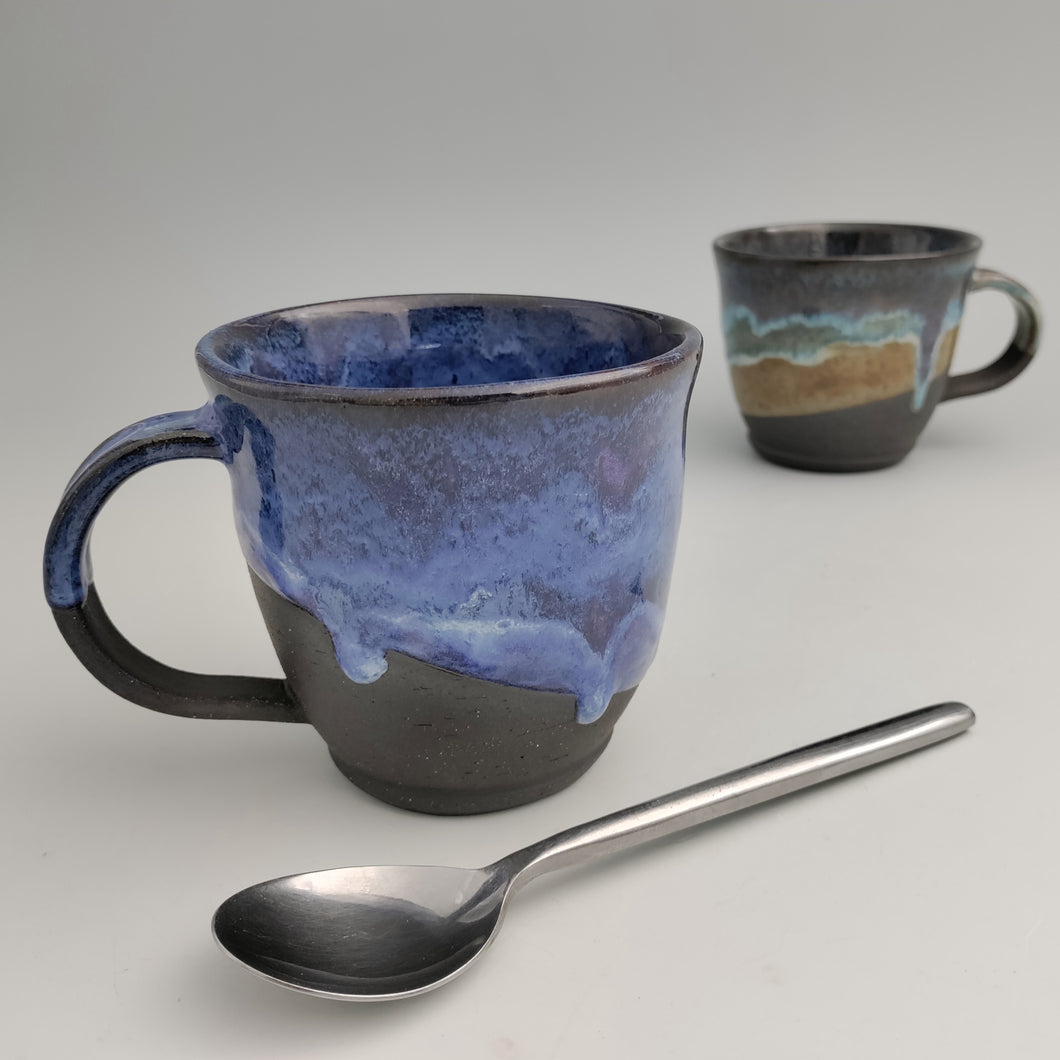 Blue mug, black clay