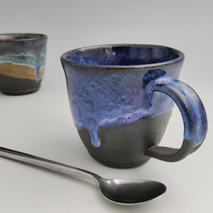 Blue mug, black clay