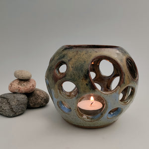 Luminary in rustic light blue