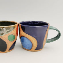 Load image into Gallery viewer, Mug w/ color blocks &amp; blue interior
